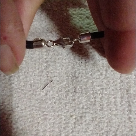 Silvertone black rubber bracelet - Picture 4 of 5